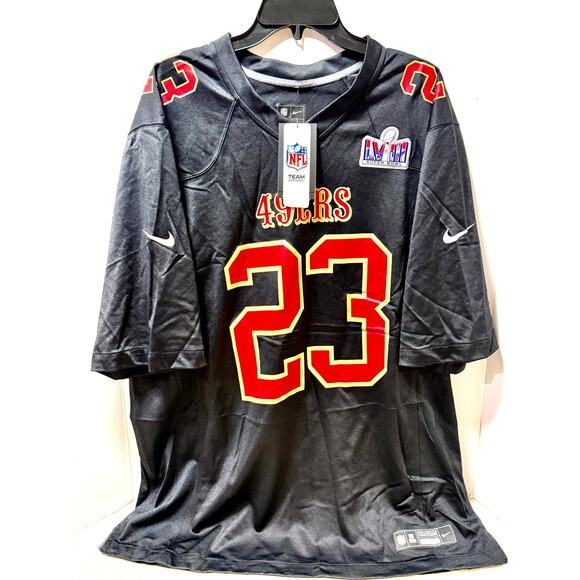 Chistian McCaffrey 49ers Mens 2XL Super Bowl LVlll Game Nike Jersey NEW w/tags - Picture 1 of 7